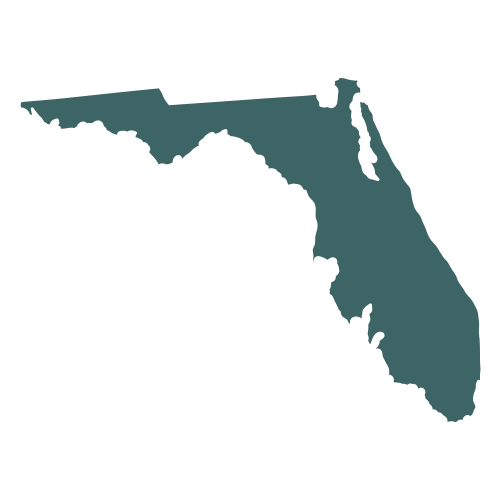 The shape of the state of Florida, filled in with teal.