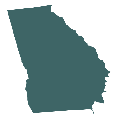 The shape of the state of Georgia, filled in with teal.