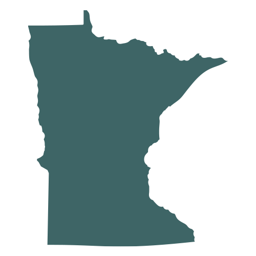 The shape of the state of Minnesota, filled in with teal.