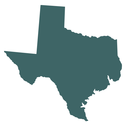 The shape of the state of Texas, filled in with teal.