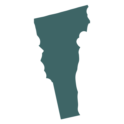 The shape of the state of Vermont, filled in with teal.