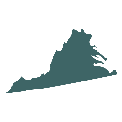 The shape of the state of Virginia, filled in with teal.