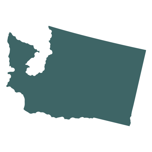 The shape of the state of Washington, filled in with teal.